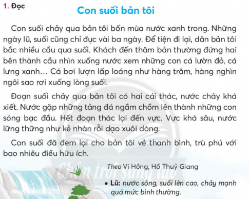 [Chân trời sáng tạo] Giải tiếng việt 2 bài 2: Con suối bản tôi