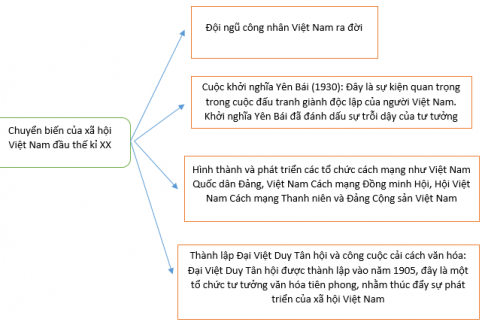 Câu 2. Dựa vào kiến thức đã học, em hãy hoàn thành sơ đồ dưới đây về chuyển biến của xã hội Việt Nam đầu thế kỉ XX