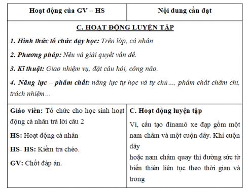 Giáo án VNEN bài Hiện tượng cảm ứng điện từ (T3)