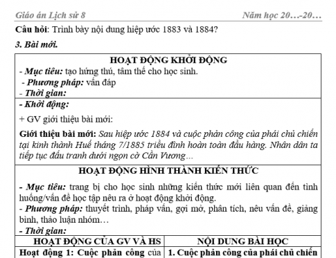 Giáo án VNEN bài Phong trào kháng chiến chống pháp từ năm 1884 đến năm 1896