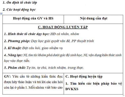 Giáo án VNEN bài Động vật không xương sống (T5)