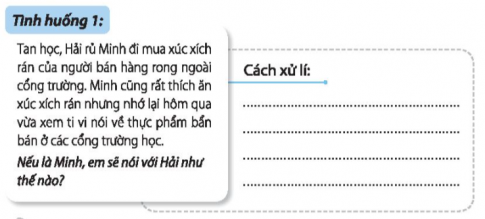 Viết cách xử lí của em trong mỗi tình huống sau