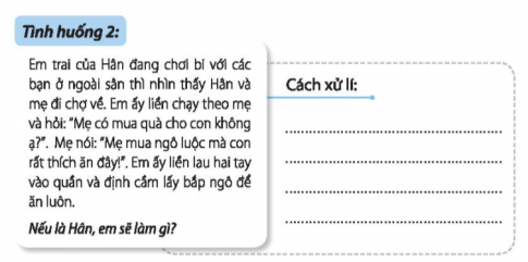 Viết cách xử lí của em trong mỗi tình huống sau