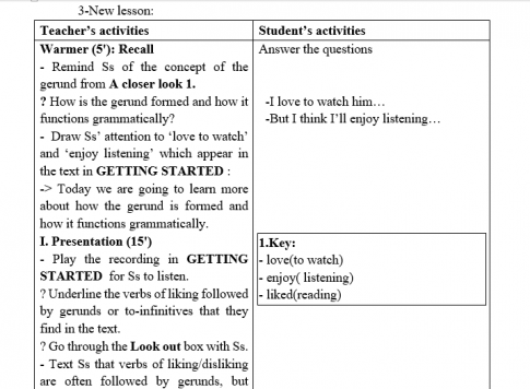 Giáo án VNEN unit 1 Leisure Activities : A closer look 2