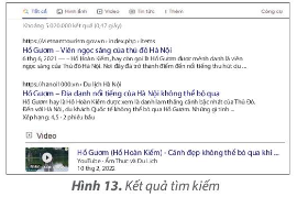 Sử dụng máy tìm kiếm để tìm kiếm các thông tin về Hồ Gươm