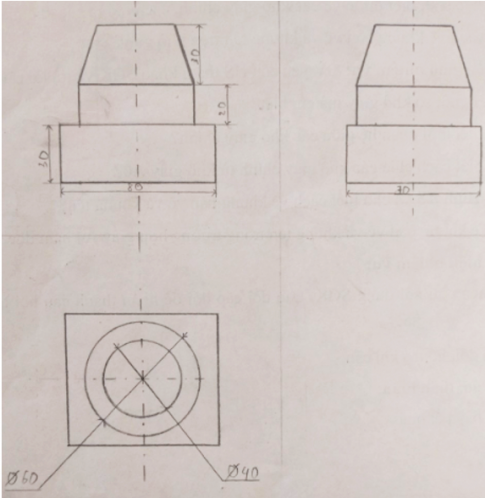 Vẽ ba hình chiếu vuông góc của vật thể trên Hình 2.25