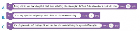  Em hãy ghép mỗi lệnh nói trong chương trình ở hình 2 với một kết quả tương ứng ở Hình 3 khi chạy chương trình.