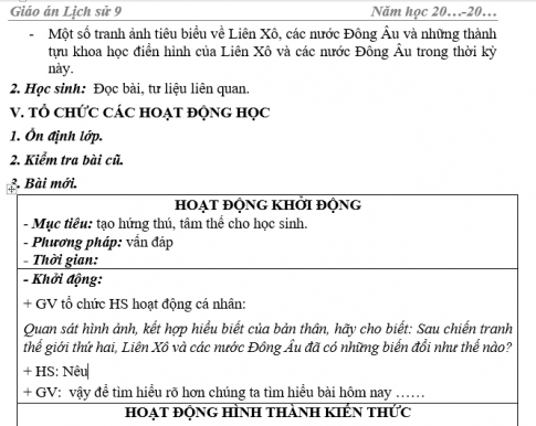 Giáo án VNEN bài Liên Xô và các nước Đông Âu (1945-1991)