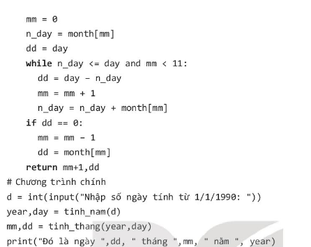 Trong các phần mềm bảng tính điện tử, dữ liệu ngày tháng được coi là số ngày tính từ ngày 1-1-1990. Viết chương trình: