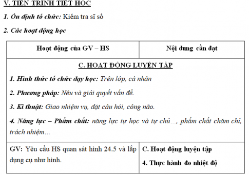 Giáo án VNEN bài Nhiệt độ - Đo nhiệt độ (T3)