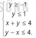 Tìm giá trị lớn nhất và giá trị nhỏ nhất của biểu thức F(x; y) = 2x + 3y với (x;y) thuộc miền nghiệm của hệ bất phương trình