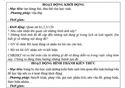 Giáo án VNEN bài Cách mạng khoa học-kĩ thuật và xu thế toàn cầu hóa nửa sau thế kỉ XX