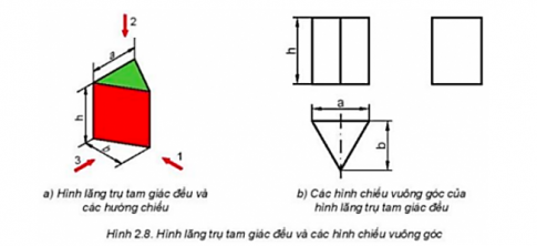  Quan sát Hình 2.8 và cho biết các bề mặt màu xanh, đỏ trên thực tế là hình gì, có kích thước bằng bao nhiêu?