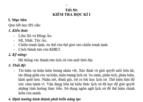 Giáo án VNEN bài Kiểm tra học kì I