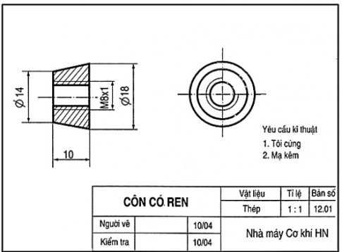  Đọc bản vẽ chi tiết sau