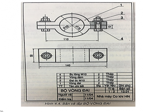  Đọc bản vẽ lắp của hình sau