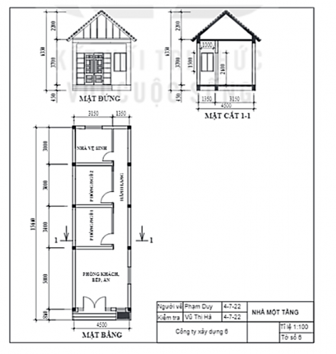  Đọc bản vẽ nhà sau