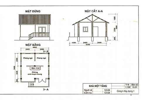  Đọc bản vẽ nhà sau đây