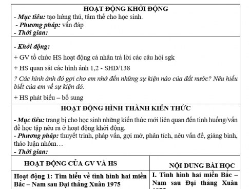 Giáo án VNEN bài Việt Nam từ năm 1975 đến năm 2000