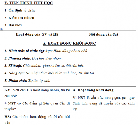 Giáo án VNEN bài: Nhiễm sắc thể (T2)