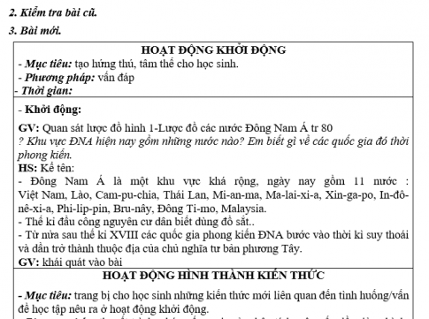 Giáo án VNEN bài Các quốc gia phong kiến Đông Nam Á