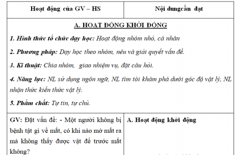 Giáo án VNEN bài Sự truyền ánh sáng (T1)