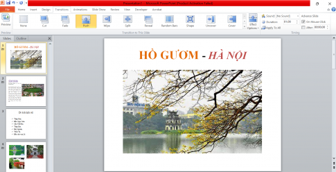 Em hãy tạo hiệu ứng chuyển trang cho bài trình chiếu Que huong cua em