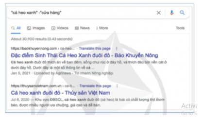 Nhiệm vụ 2: Dựa trên kết quả Bài 1, em hãy điều chỉnh biểu thức tìm kiếm để nhận được kết quả phù hợp với mong đợi hơn. Ví dụ “Đặc điểm sinh thái của cá heo xanh”.