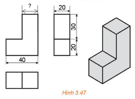 Quan sát một phần bản vẽ được thể hiện trong Hình 3.47 và giải thích vì sao bản vẽ đó không đáp ứng nguyên tắc đầy đủ trong vẽ kĩ thuật.