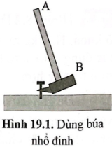 Trong hình 19.1, để dùng búa nhổ đinh thì tay người nên tác dụng lực vào điểm nào, đầu A hay đầu B? Giải thích cách lựa chọn, chỉ rõ vị trí điểm tựa, cánh tay đòn và vẽ hướng của lực tác dụng khi đó.