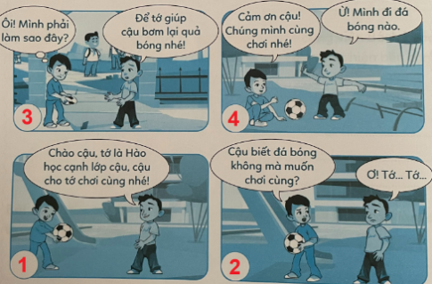 Em hãy đánh số thứ tự các tranh theo trình tự câu chuyện Mình là bạn bè và kể lại câu chuyện.