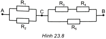  R1 = R3 = R5 = 18 Ω, R4 = 2 Ω, R2 = 3 Ω. Biết dòng điện chạy qua điện trở R4 là 1 A.