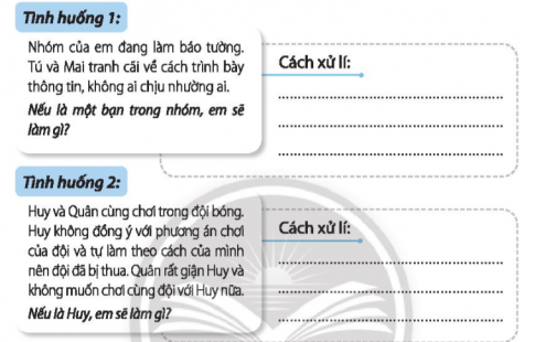 Viết cách xử lí của em trong những tình huống sau