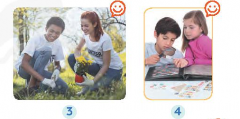 Look at the pictures and say the sentences. Use suitable verbs of liking or disliking and the -ing form. (Nhìn các bức ảnh bên dưới và đặt câu. Sử dụng động từ phù hợp biểu thị thích hoặc không thích cộng với động từ thêm đuôi -ing)