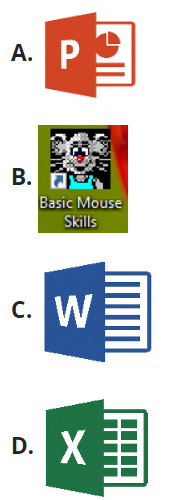 Câu 7: Để khởi động phần mềm Basic Mouse Skills em nháy đúp vào biểu tượng: