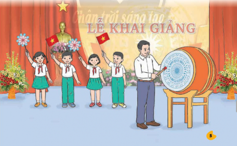 Biểu diễn hoặc cổ vũ các tiết mục văn nghệ trong lễ khai giảng. Chia sẻ về điều em ấn tượng nhất trong lễ khai giảng.