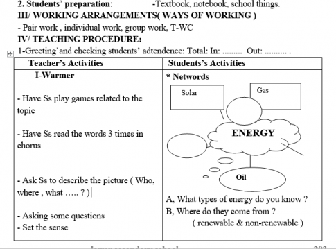 Giáo án VNEN unit 10 Sources of energy : Getting started