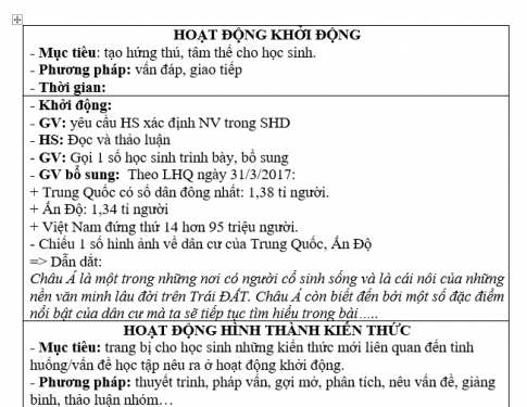 Giáo án VNEN bài  Kinh tế châu Á