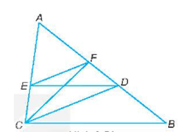 Cho tam giác ABC với AB > AC. Lấy điểm D trên cạnh BC sao cho AC = AD. Qua D kẻ đường thẳng song song với BC và cắt AC tại E. Qua E kẻ đường thẳng song song với CD và cắt AB tại F. 