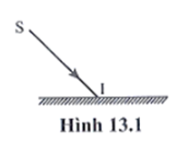 Trên hình 13.1 vẽ một tia sáng SI chiếu tới một gương phẳng. Góc tạo bởi tia SI với mặt gương bằng 450. Hãy vẽ tiếp tia phản xạ và tính góc phản xạ.