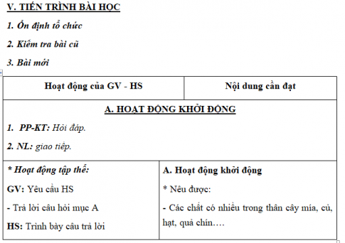 Giáo án VNEN bài Cacbohiđrat (T1)