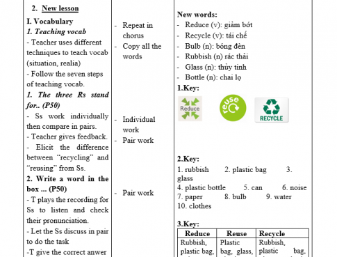 Giáo án VNEN Unit 11 Our greener world : A closer look 1