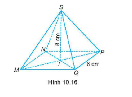 Thể tích của hình chóp tứ giác đều S.MNPQ trong Hình 10.16 là: