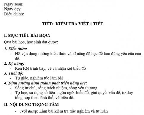 Giáo án VNEN bài Kiểm tra viết 1 tiết