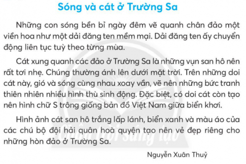 [Chân trời sáng tạo] Giải tiếng việt 2 bài 2: Sóng và cát ở Trường Sa