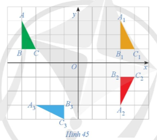  Quan sát Hình 45. Xác định các phép dời hình biến tam giác ABC thành tam giác $A_{1}B_{1}C_{1}$