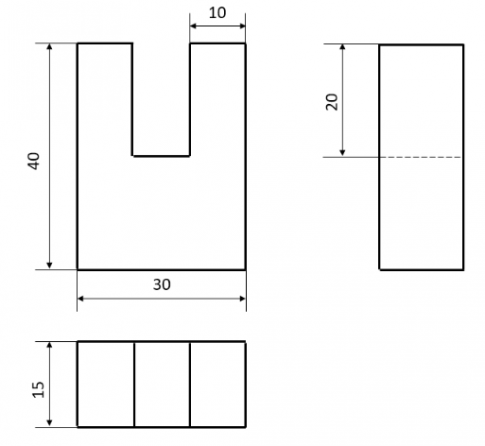 Câu 14: Hãy vẽ các hình chiếu của vật thể ở hình bên theo tỉ lệ 1 : 1.