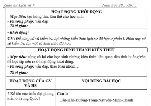 Giáo án VNEN bài Ôn tập học kì I