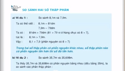 Giải bài So sánh hai số thập phân sgk toán 5 trang 41