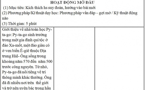 Giáo án PTNL bài Định lí Py-ta-go